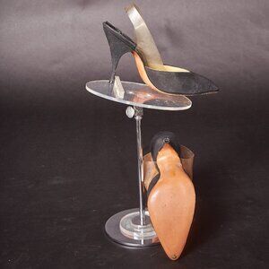 1950s Black Heels Clear Slingback Shoes